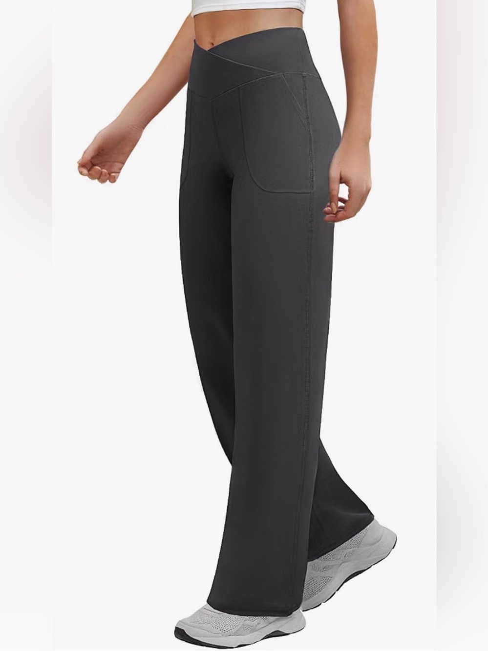 ✨NEW✨ COPYLEAF Dark Gray Wide-Leg High-Waist Stretchy Yoga Pants Size XL NWT